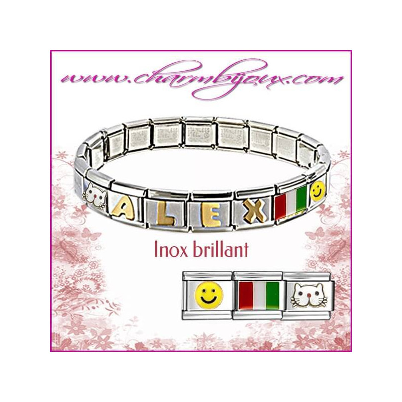 Bracelet italien prénom lettre personnalisable et ajustable, logo panda. -  Un grand marché